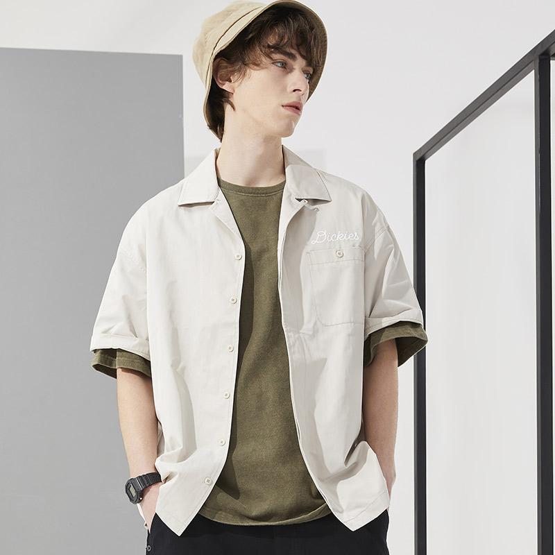 Dickies Рубашка с вышитым логотипом, нагрудный карман, однобортная, с коротким рукавом, унисекс, коричневая DK010211ST0