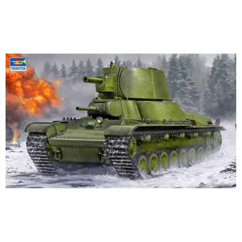Trumpeter 1/35 Scale Soviet T-100Z Multi-turret Heavy Tank Plastic Model Kit 09591, Molded In Color