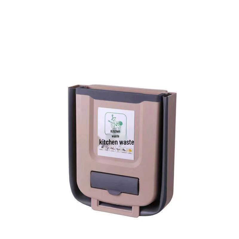 Wall-Mounted Folding Trash Can: Door-Hanging Waste Bin for Kitchen, Car & Home