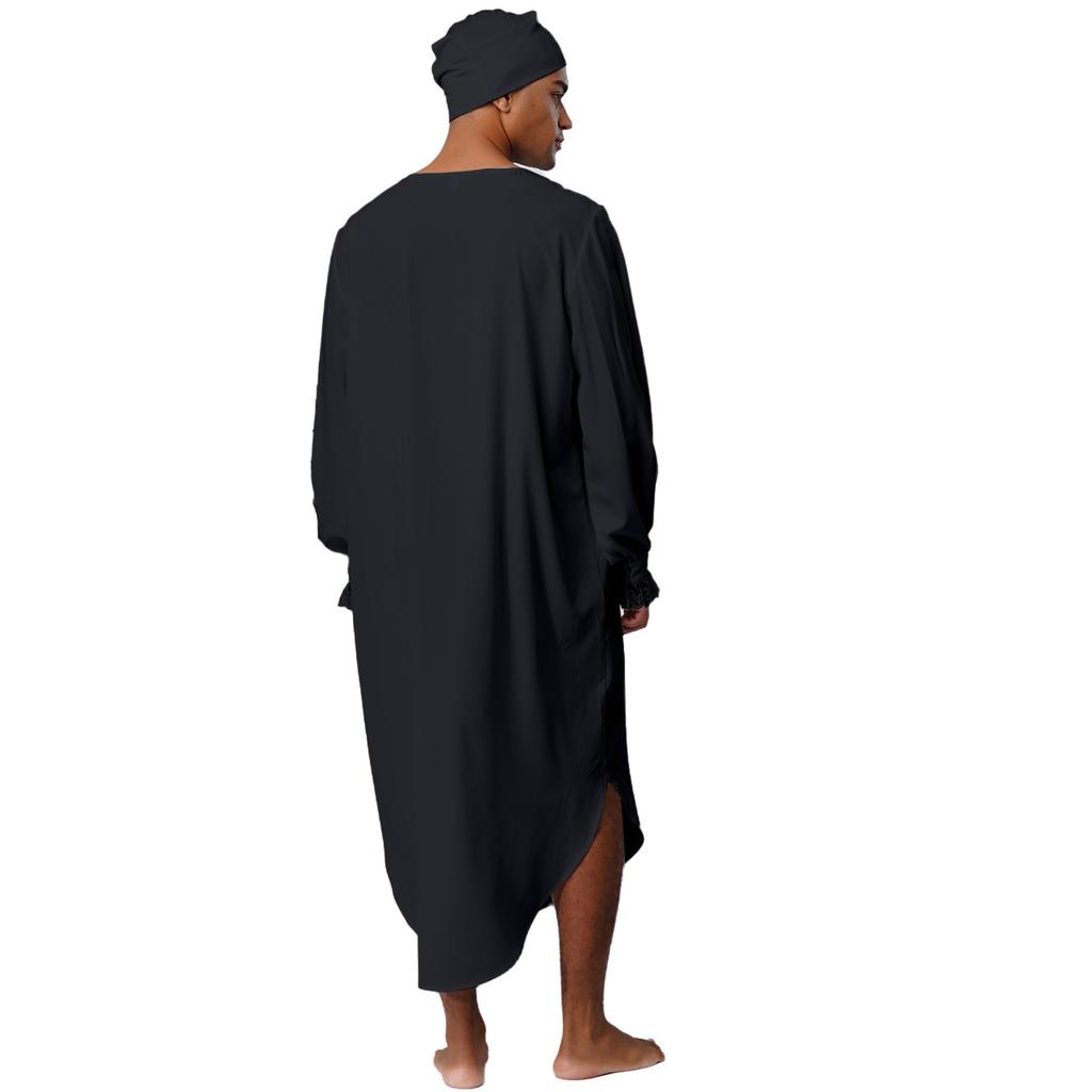 Мужская викторианская ночная рубашка с длинным рукавом, кружевная отделка, оборки на воротнике, изогнутый подол, ночной халат, костюм на Хэллоуин, Рождество