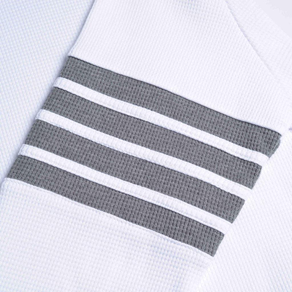 High-Quality Unisex Waffle Sweatshirt, Trendy Loose Fit with Classic Four Stripes, Perfect for Couples