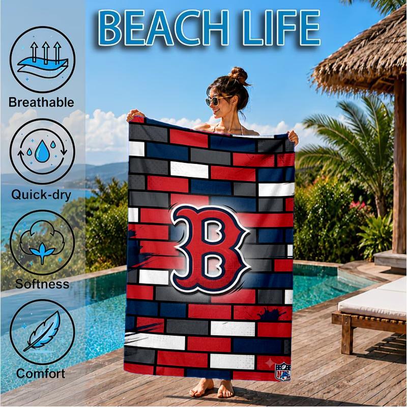 Red Sox Emblem Beach Towel, Super Soft Microfiber, Perfect Gift for Her/Him, Birthday, for Pool, Beach, Travel, Decor Beach Party
