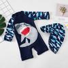Baby Toddler Boys One Piece Swimsuit Set Long Sleeve Swimwear Cute Cartoon Bathing Suit Rash Guards with Hat 6M-5Y