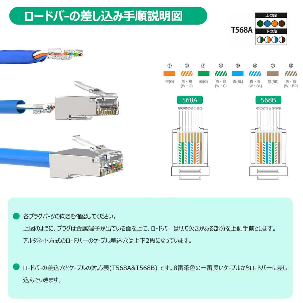 HET HONKENT LAN RJ45 Connector with Load Bar and Metal 8P8C Cat5 LAN Cable Connector Connector, Shield, STP, CAT6, Cat5e, Compatible, (STP-100PCS)