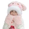 Children's Plush Winter Hat Set: Three-Piece Scarf, Gloves, and Ear-Protecting Cap