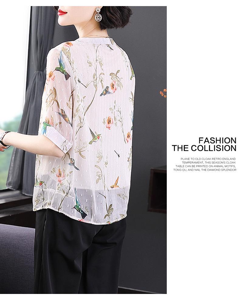 Stylish and Slim Chiffon Shirt for Women - 2022 Summer Fashion, Short-Sleeved Top for Middle-Aged Moms