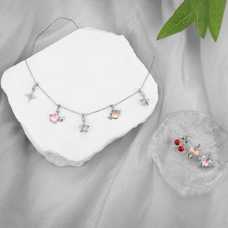 Кристальное Сердце Лунная Корона Бабочка Планета Подвески Бусины Шармы из Нержавеющей Стали Серьги Ожерелье Украшения DIY Изготовление Подарки Женщине
