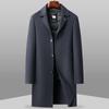 Двустороннее шерстяное пальто с воротником для костюма, мужское осенне-зимнее новое шерстяное пальто с гусиным пухом и съемной подкладкой, деловое шерстяное пальто