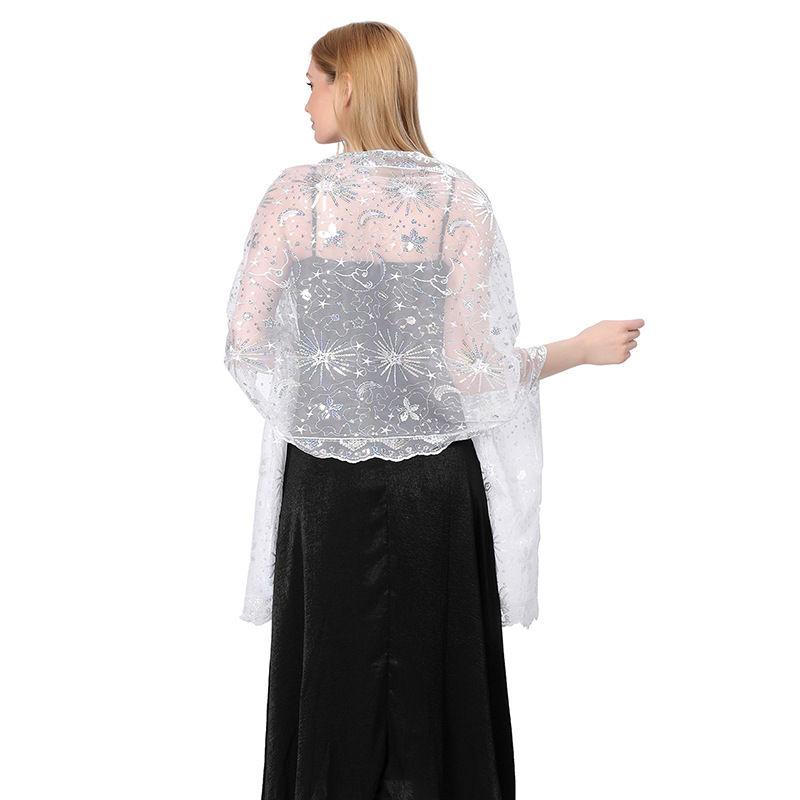 Shawl Dress Embroidered Shawl Dinner Shawl Women Star Moon Sequined Stage Party