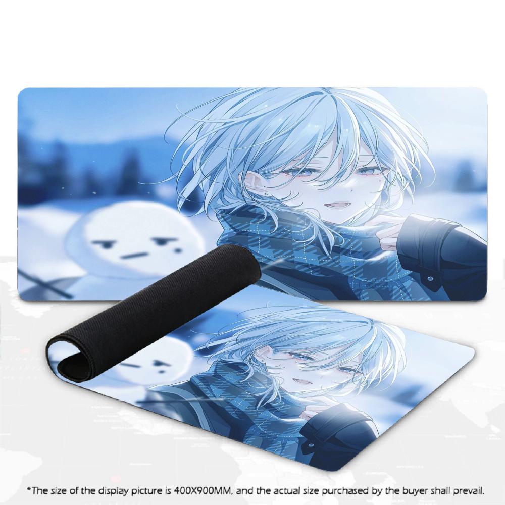 Aesthetic Large Winter Anime Boy Mouse Pad XXL Snowman Scenery Desk Mat Non-Slip Rubber Keyboard Cushion For PC Desktop Gamer