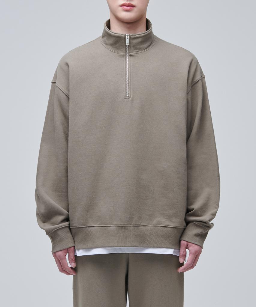 MUSINSA STANDARD Oversized Half Zip Sweatshirt [Dusty Beige]