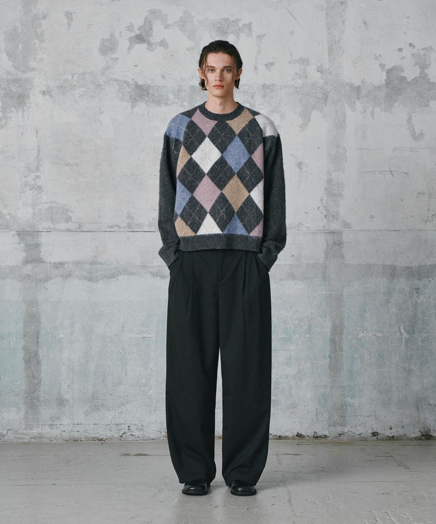 GLW Soft Argyle Knit Charcoal