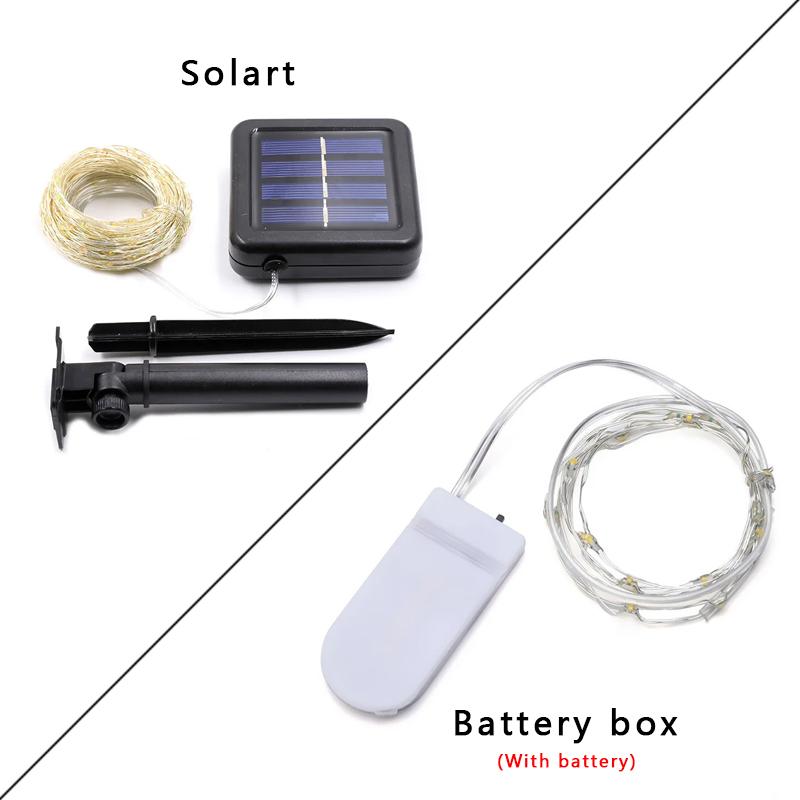 Solar Lights String LED Coppwer Wire Fairy Outdoor Garden Solar Lamps Patio Camping Garden Party Christmas Tree Decoration Lamps