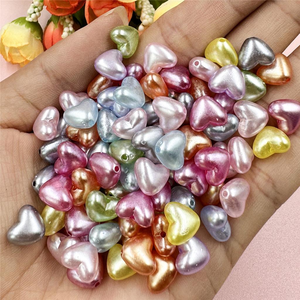 Товары для вечеринок своими руками изготовление украшений с отверстием 10,1*8,8 мм сияющее светло-персиковое сердце 100 шт. красочные креативные акриловые бусины ручной работы