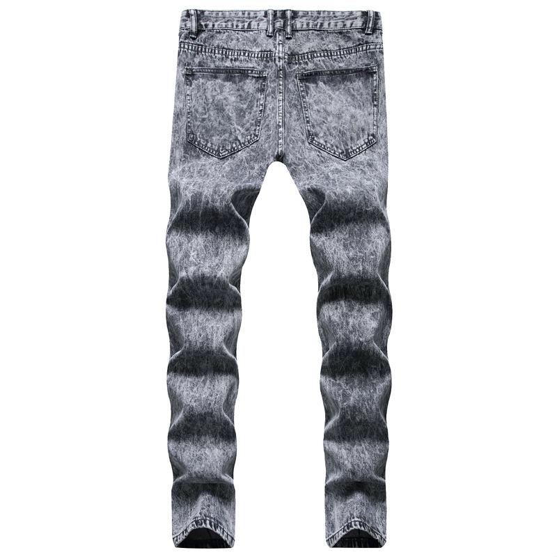 2024 Новые джинсы Amazon Европейские и американские персонализированные модные сращивающиеся прямые мужские брюки