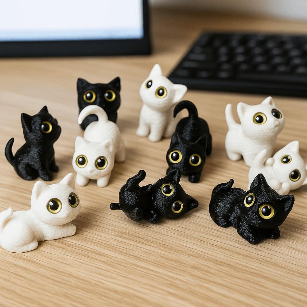 PLA 3D-печатные фигурки кошек Игрушки Модель Котёнок Микро-ландшафтные поделки Дом с привидениями