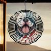 American Flag Dog Design 3D Metal Wind Chime for Outdoor Garden Patio Indoor Decor Holiday Festival Party Gift Rotating Wind Spinner