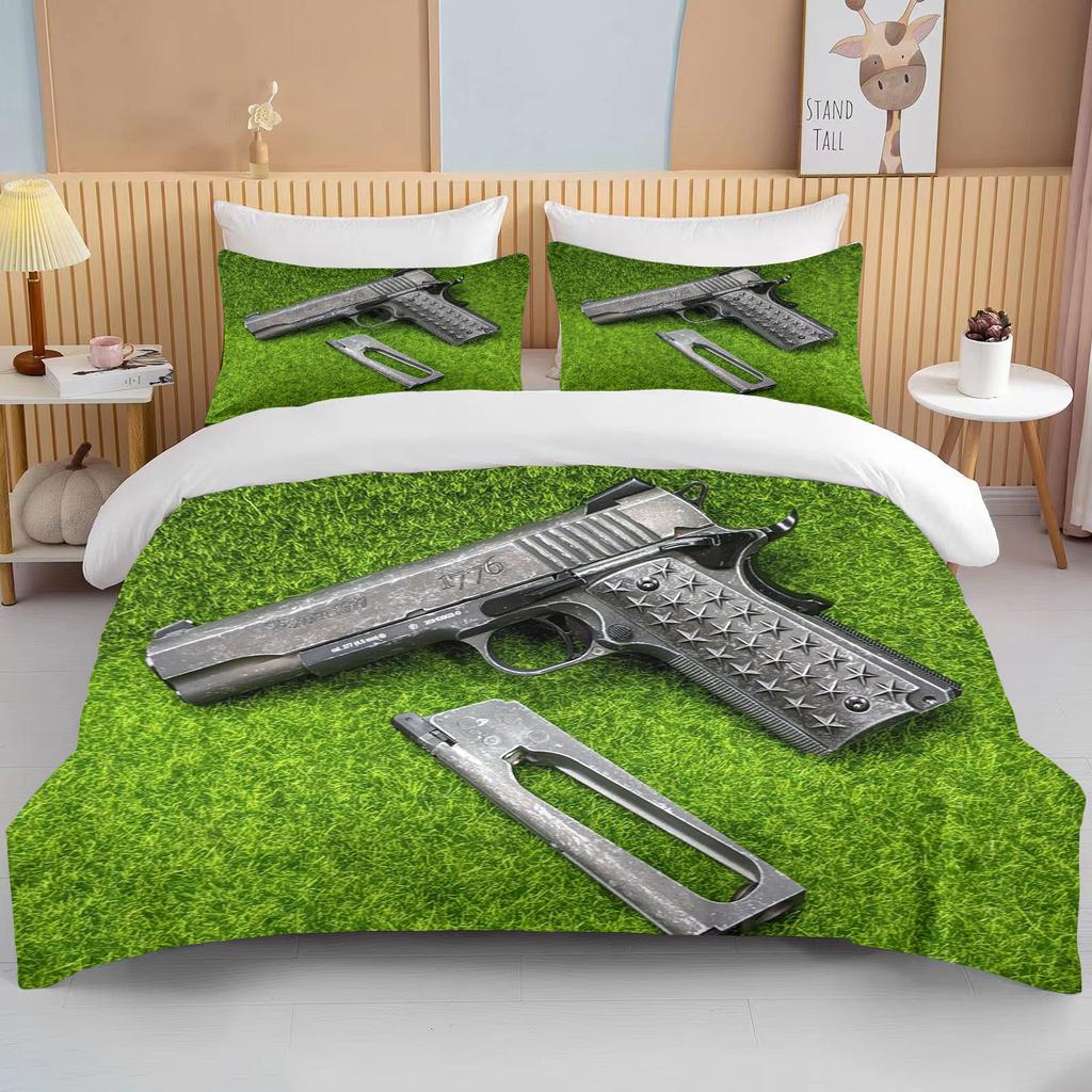 Комплект постельного белья с 3D винтовкой, револьвером, патроном, пистолетом, пододеяльником, пододеяльником, наволочкой, комплект постельного белья размера «king-size»