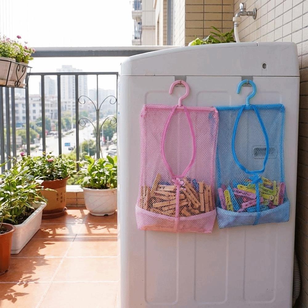 3PCS Quick Dry Hanging Mesh Storage Bag Space Saving Clothespin Mesh Bag Closet