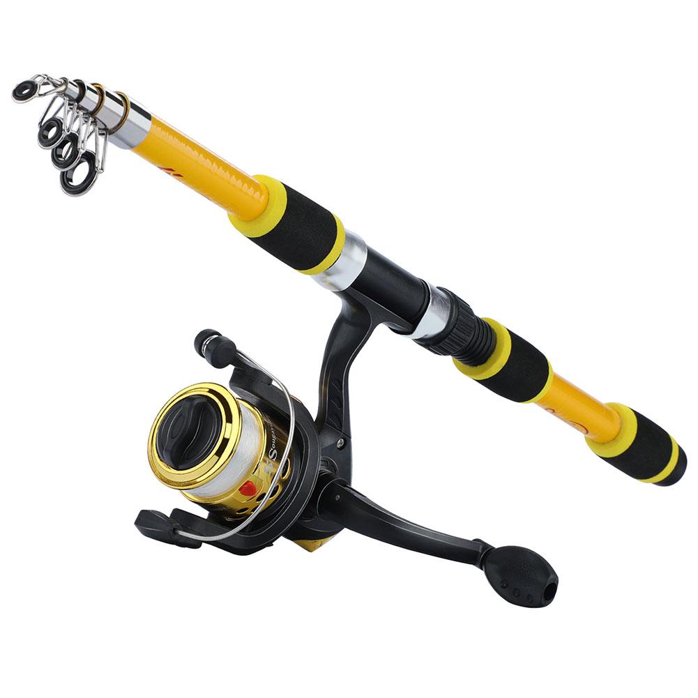 Portable 1.8m Telescopic Fishing Rod 5.5:1 Gear Ratio Spinning Fishing Reel Set With Fishing Line Fishing Gear