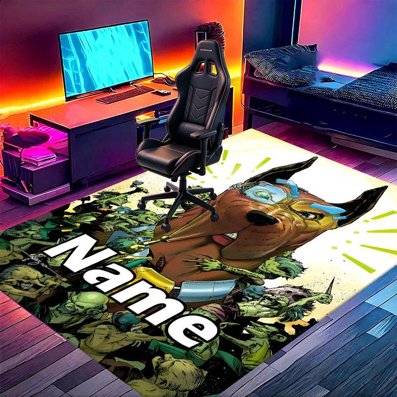 Custom Name Personalized Scooby Print Carpet, Versatile Home Decor Rug, for Playroom, Apartment, Balcony, Entryway, Hallway Gift