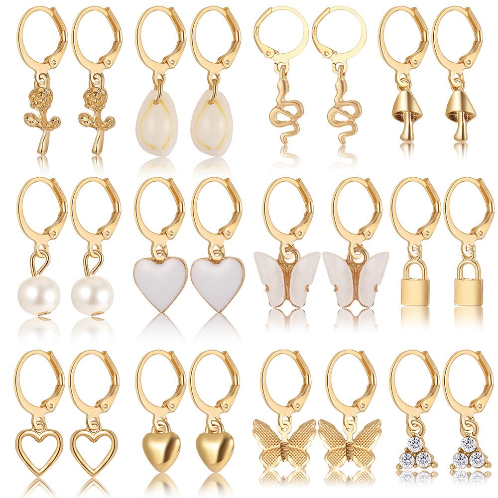 Imitation Pearl Lock Mushroom Lock Ear Buckle Creative Personalized Earrings