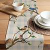Seliem Spring Birds Tree Branches Table Runner, Buffalo Plaid Check Bluebird Robin Goldfinch Chickadee Home Kitchen Dining Decor, Summer Seasonal