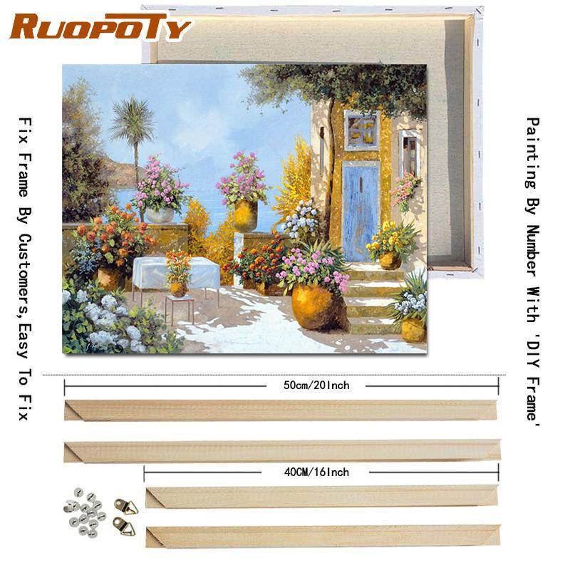 RUOPOTY Раскраска по номерам Городской пейзаж для гостиной на холсте Уникальный подарок Акриловая картина по номерам Дом