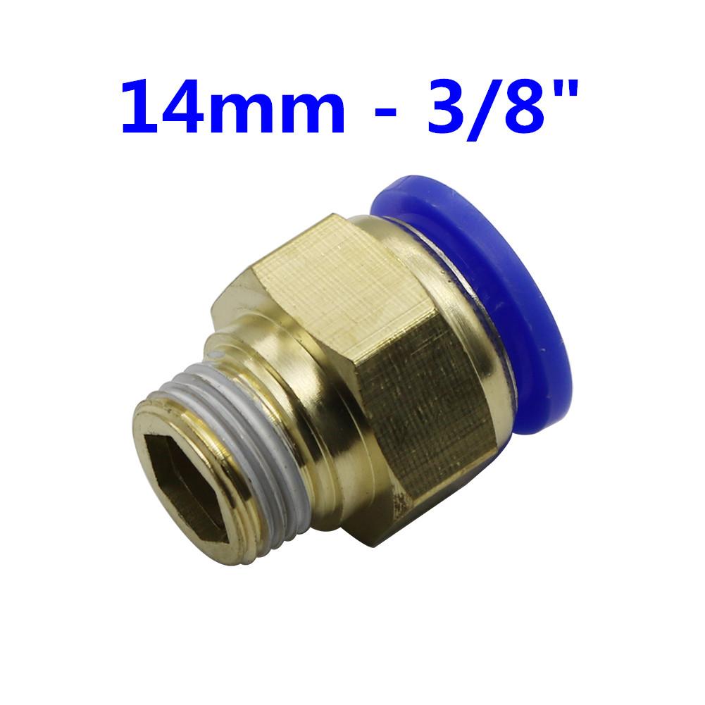 Air Pneumatic 14mm 16mm Hose Tube 1/4" 1/8" 3/8" 1/2" 3/4" Male Thread Air Pipe Connector Quick Coupling Brass Fitting 1 Pcs