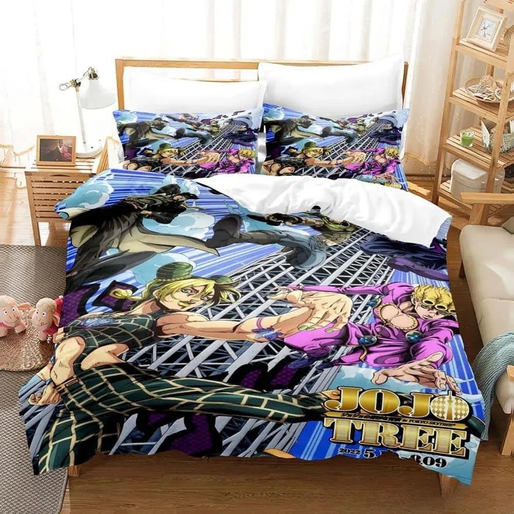 3D Принт Аниме JoJo's Bizarre Adventure Постельное Белье Односпальный Полуторный Двуспальный Кинг-сайз Комплект Постельного Белья Взрослый Детский Спальня Комплекты Пододеяльников