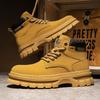 Fashion Autumn Fashion Yellow Work Boots Men 2024 Comfort Platform Boots for Men Trendy High Top Leather Boots Man Casual Hiking Shoes