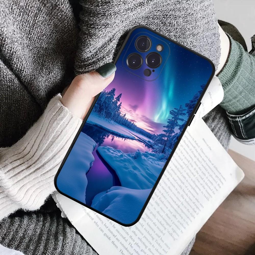Красивый чехол для телефона с Северным сиянием Для IPhone 16 15 8 7 6 6S Plus X SE XR XS 14 11 12 13 Mini Pro Max Мобильный чехол