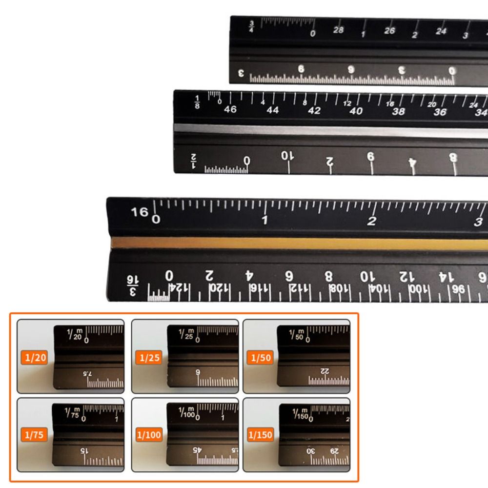 Metal Triangular Ruler Stationery Design Ruler Multi-functional Measuring Tools Architect Engineer