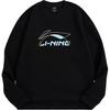 Li Ning Pattern Logo Round Neck Long Pullover Loose Sweatshirt Men Sweatshirt Black AWDUH45-1