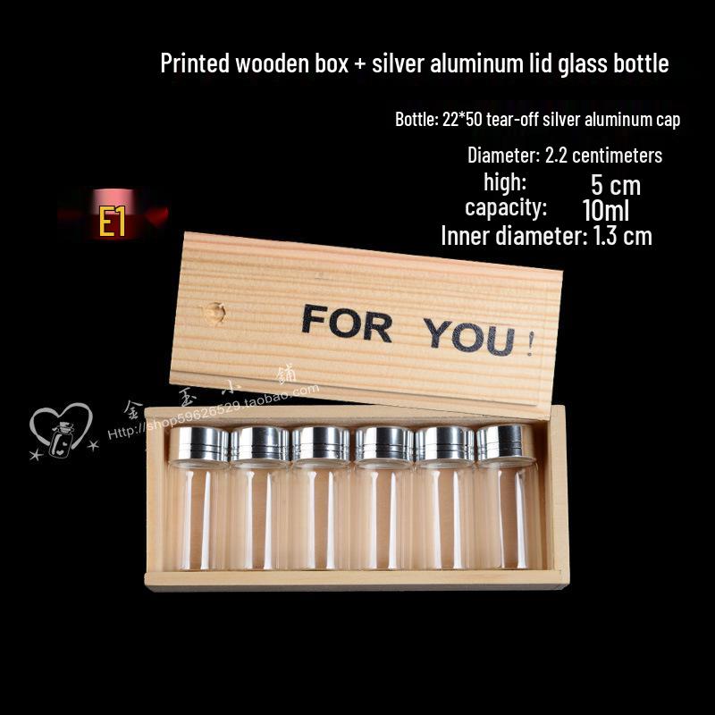 Agarwood Travel Bottle Set: Creative Gift with Wooden Box, Aluminum Lid & Wood Stopper.