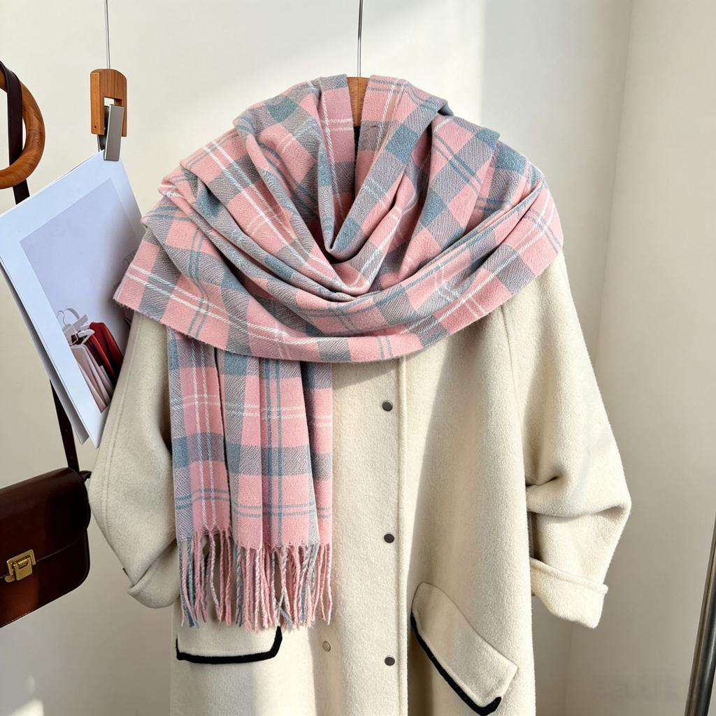 New imitation cashmere British plaid scarf women's autumn and winter senior sense versatile shawl college style scarf men