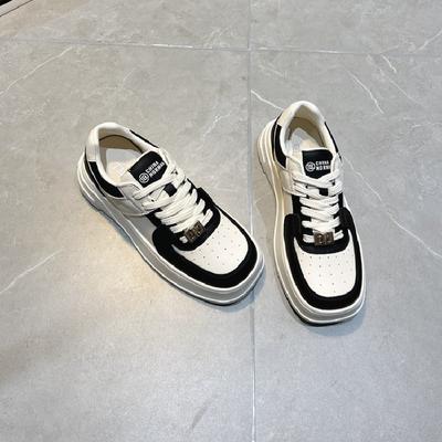 Кроссовки с пандой и квадратным носком меньшинства, новые весенние женские весенние повседневные спортивные маленькие белые туфли на толстой подошве в тон, трендовые