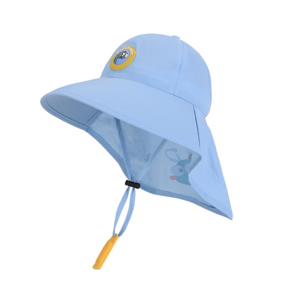 Whistle~ Big Brim Children's Sun Hat Extended Shawl Foldable Children Beach Cap Cap UV Resistant Kids Whistle Sunscreen Hat Baby