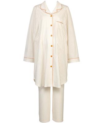 Пижама для беременных и послеродовая пижама Open Easy MFY116 CR [Wacoal Maternity] Комплект, дородовой, 100% хлопок, спереди, для кормления грудью, женский