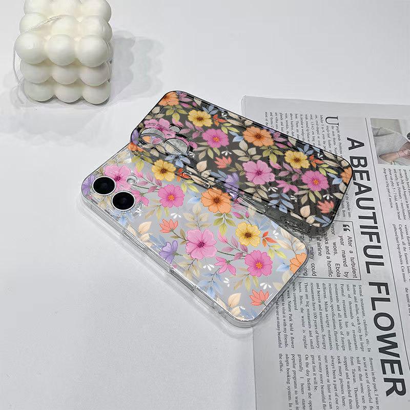 Мультяшный чехол с цветами для iPhone 13-17 (Подходит для Apple 15pro до 16promax) - Милый японский и корейский стиль для девочек