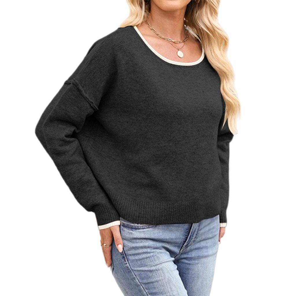 Женский модный повседневный пуловер с круглым вырезом, колор-блоком, свободного кроя, на все случаи жизни