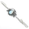 Natural Caribbean Larimar Gemstone 925 Sterling Silver Bracelet 7-8" u9L65