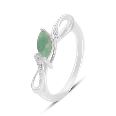 Серебряное кольцо с натуральным изумрудом 0.626ct, фианитами, вес изделия 2,4 гр (2163435)