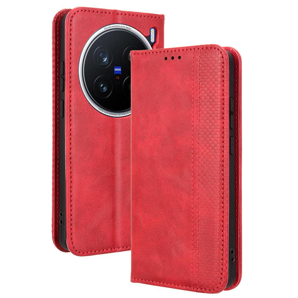 Для vivo X200 Pro 5G кожаный чехол-кошелек подставка ретро текстура чехол для телефона