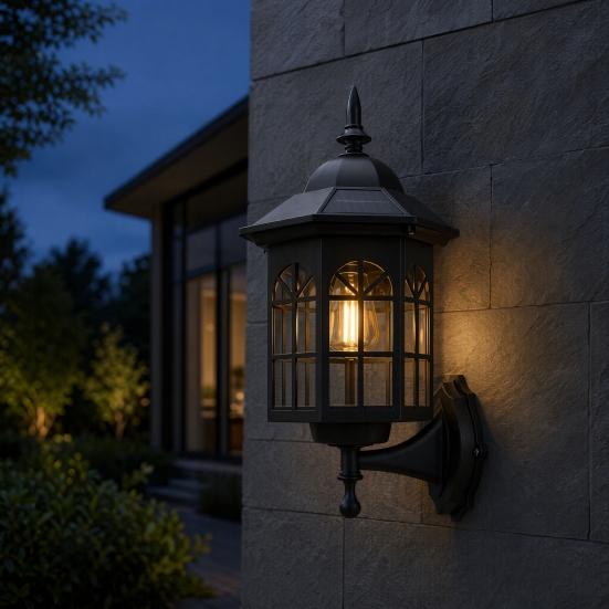 Solar Vintage Wall Light, Motion Sensor Outdoor Sconce with Glass Shade, Waterproof Garden Lantern for Patio Porch Pathway Decor