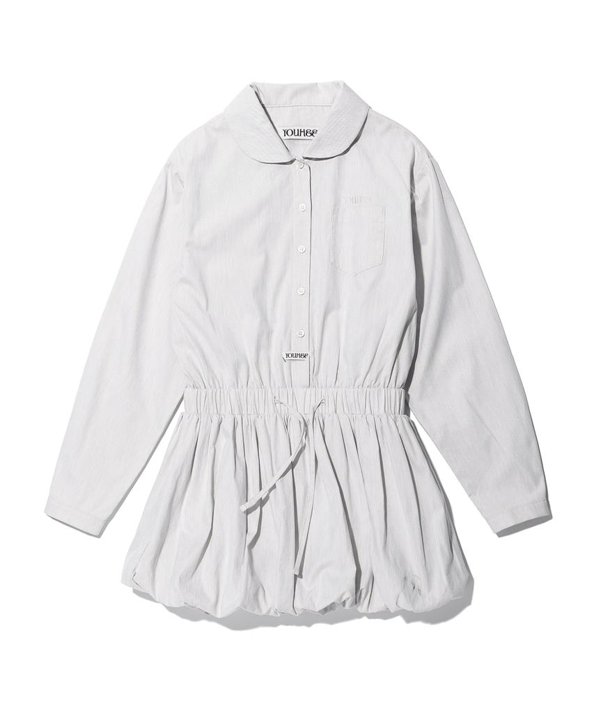 Yuhee Youhee Stripe Ballon Shirts Dress Ivory