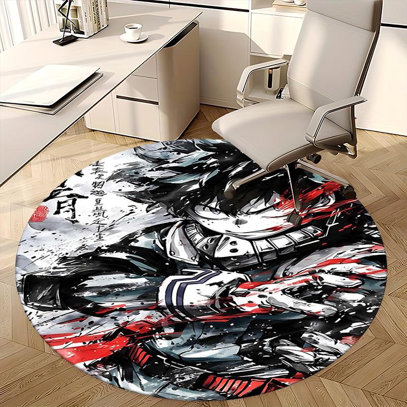 1pc Anime Cartoon Design Round Carpet  Office Chair Mat, NonSlip Rug for Home Decor