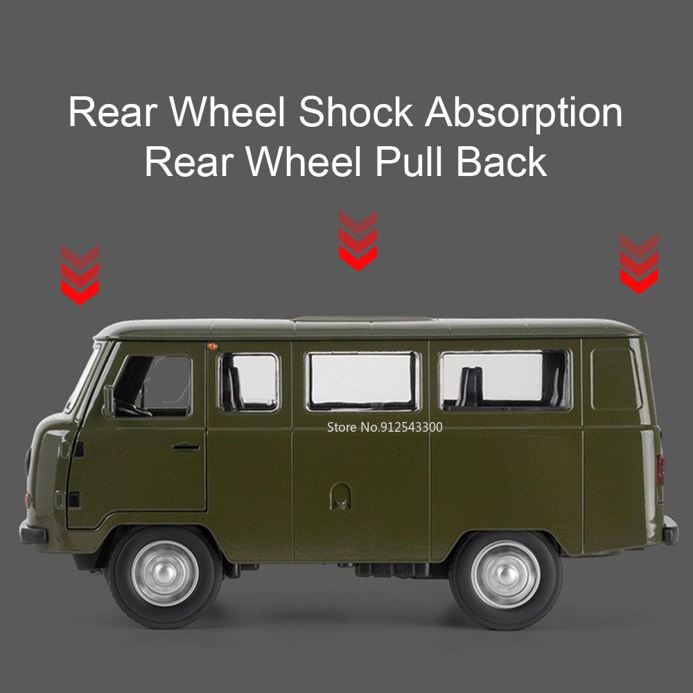 AAYE1 Large Size 1:18 UAZ TRAVELER Car Model Toy Metal Diecast Pull Back Sound Light Models Simulation RV Decoration Boys Presents