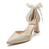 Fashion Women's New Luxury Pearl Rhinestone Wedding Shoes Bridal Party Thick High-heeled Hollow Designer Pointed Single Shoes Fashion