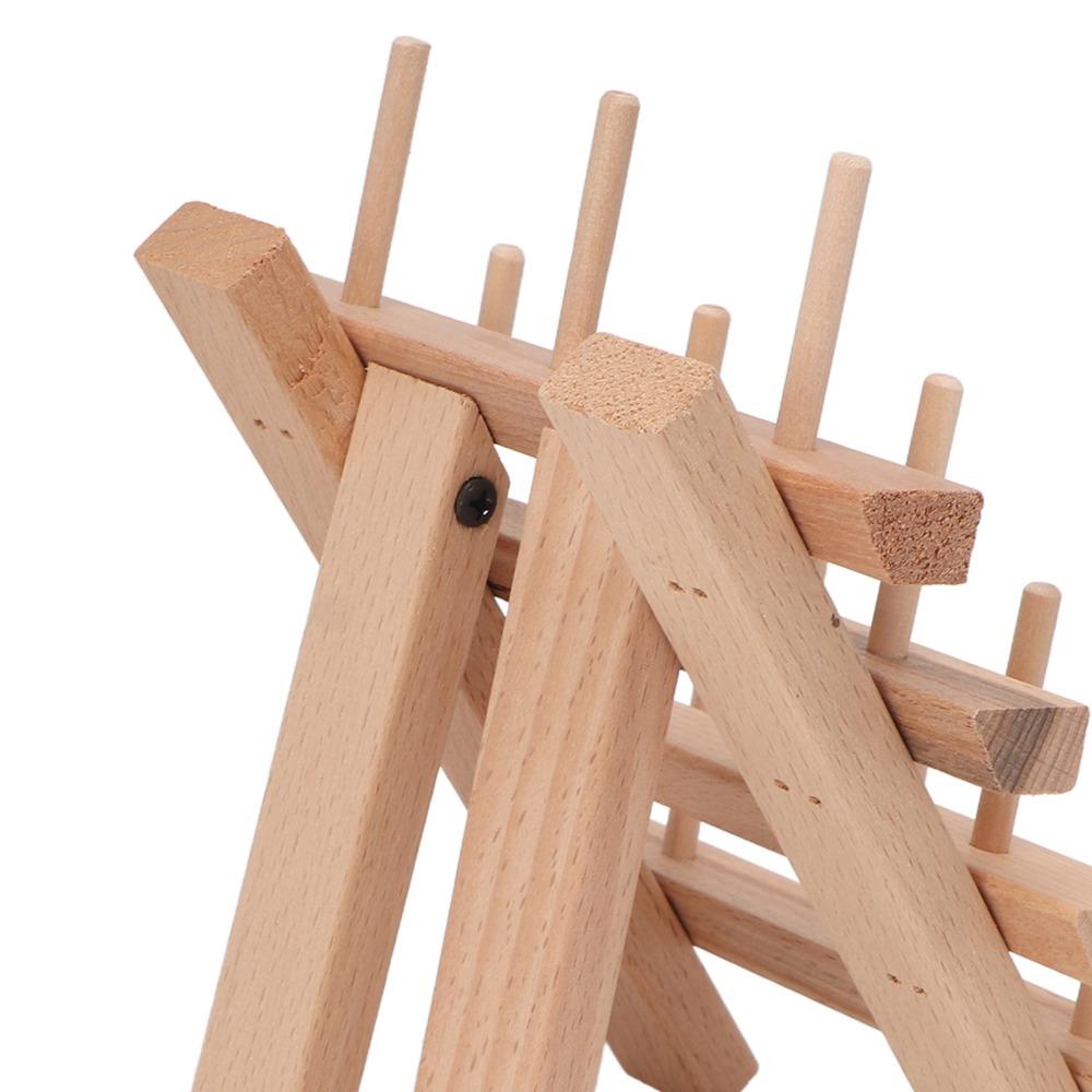 Beech Wood Wooden Thread Rack Foldable Design Bobbin Organizer For DIY Embroidery